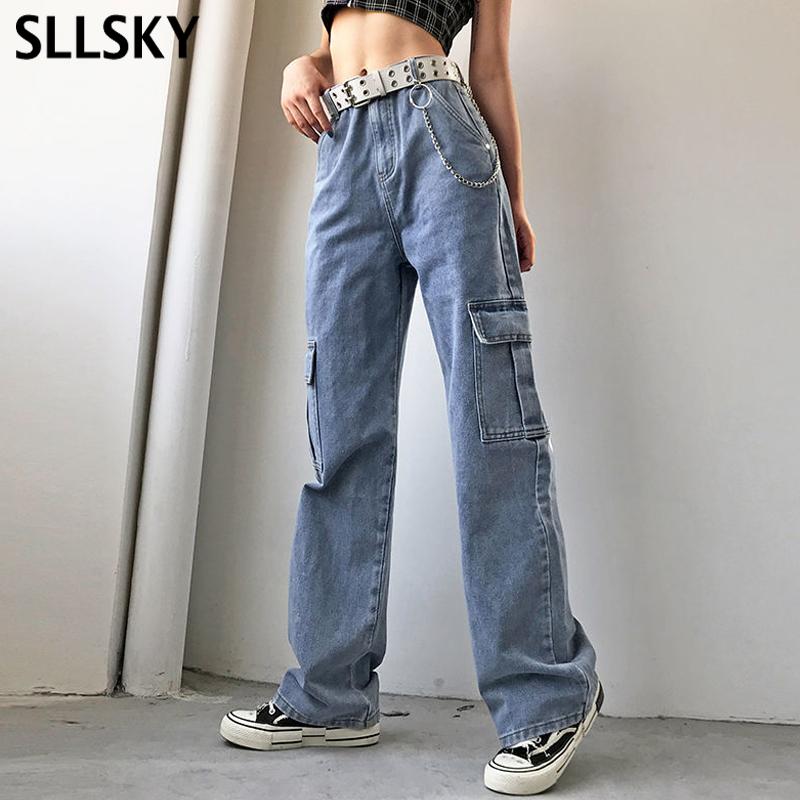 SLLSKY Pockets Patchwork High Waist Jeans Women Streetwear Straight Denim Full Length Trouses Vintage Loose Female Belt Jeans, Blue
SLLSKY Pockets Patchwork High Waist Jeans Women Streetwear Straight Denim Full Length Trouses Vintage Loose Female Belt Jeans, Blue
