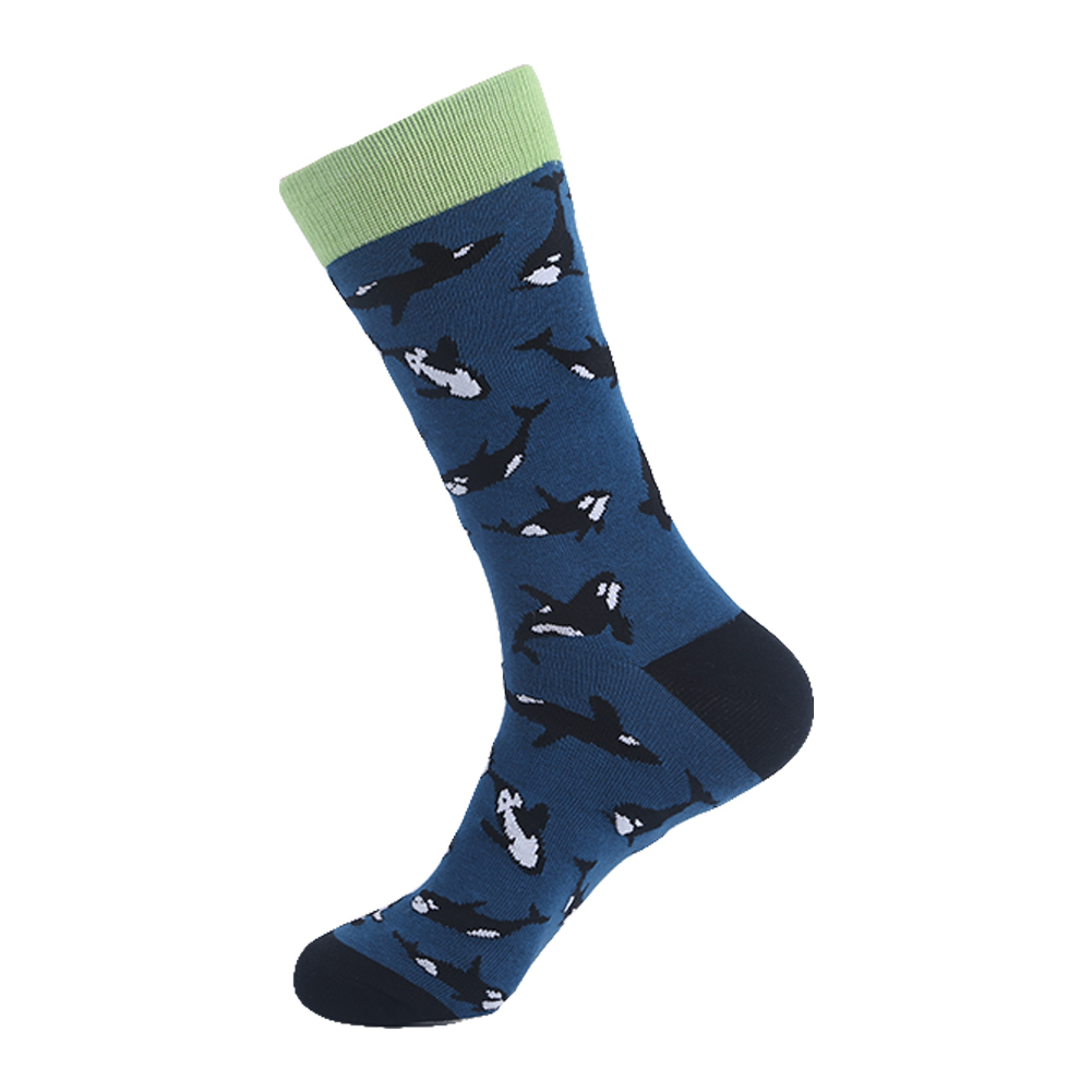 VPM Big Size Cotton Men's Socks Funny Animal Dog Elephant Monkey Sloth Bear Penguin Knee High Long Cool Skate Sock for Men T200916