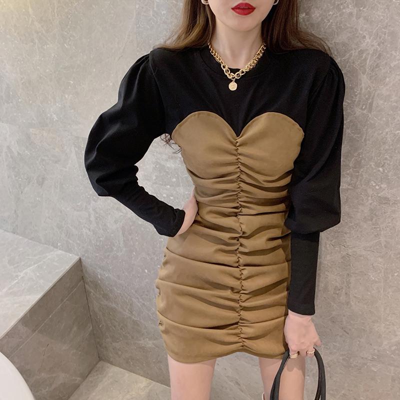 Casual Dresses Sexy Slim High Waist O Fake Two Piece Dress Women Mini Pleated Puff Long Sleeve Patchwork Retro Vestido De Mujer Autumn, Black;gray
Casual Dresses Sexy Slim High Waist O Fake Two Piece Dress Women Mini Pleated Puff Long Sleeve Patchwork Retro Vestido De Mujer Autumn, Black;gray