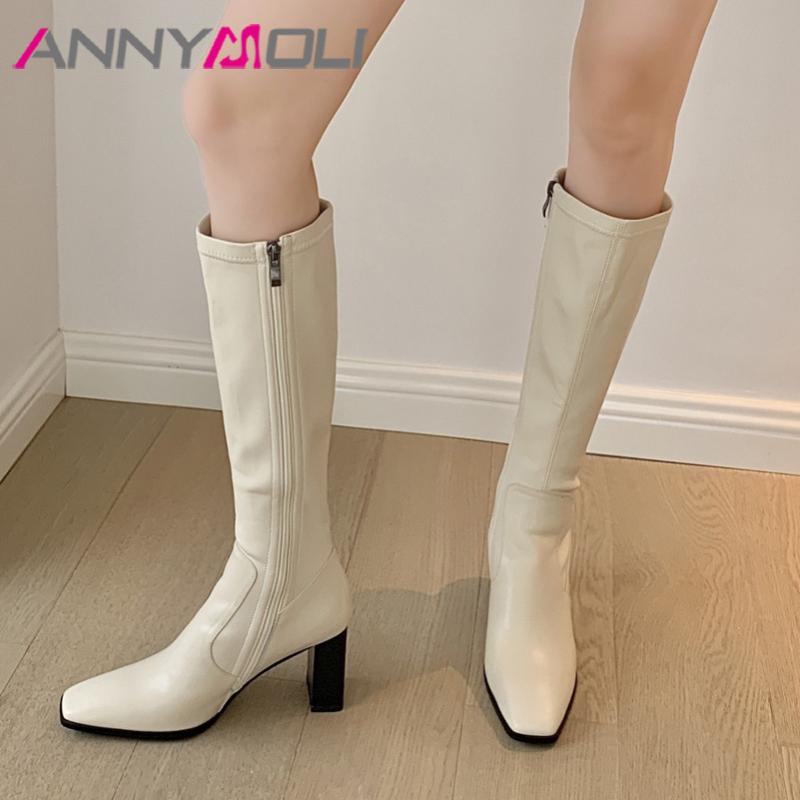 ANNYMOLI Genuine Leather Chunky High Heel Long Boots Women Zipper Square Toe Fashion Knee High Boots Shoes Autumn Winter Black, Black synthetic lin
ANNYMOLI Genuine Leather Chunky High Heel Long Boots Women Zipper Square Toe Fashion Knee High Boots Shoes Autumn Winter Black, Black synthetic lin