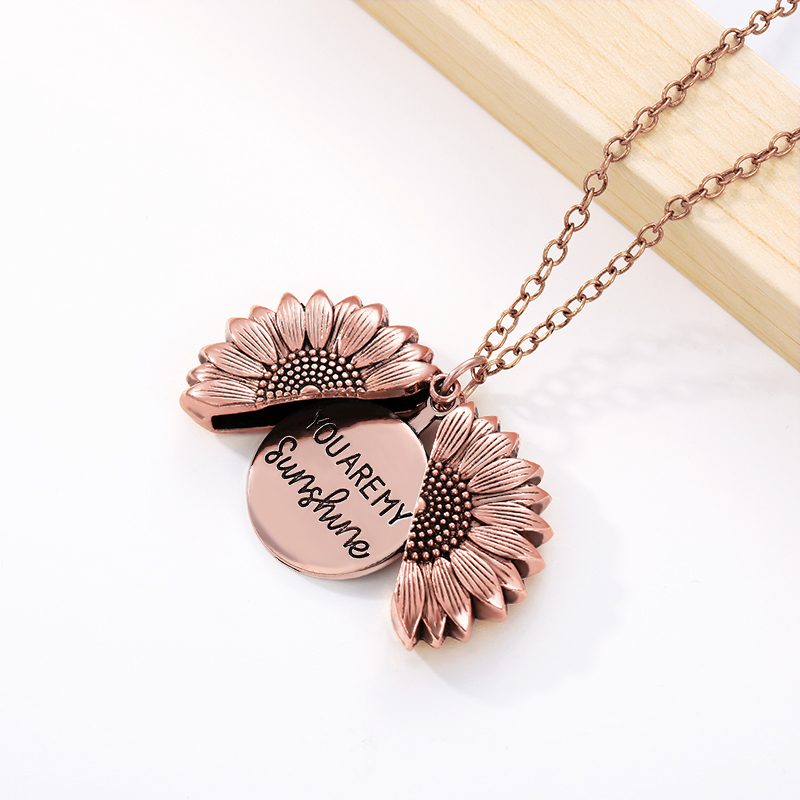 You Are My Sunshine Sunflower Necklaces For Women Rose Gold Silver Long Chain Sun Flower Female Pendant Necklace Jewelry