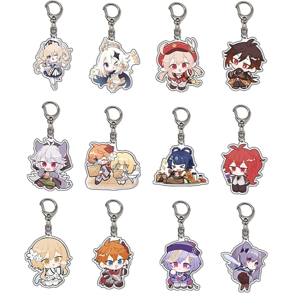 50PC Game Genshin Impact Anime Keychain Acrylic Element Vision Eye Of God Mondstadt Pendant Keyring Keychains On Backpacks Fans Gift Y220225