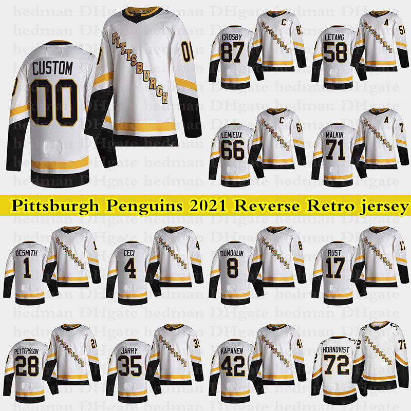 Pittsburgh Penguins 2021 Reverse Retro Jerseys 87 Sidney Crosby 66 Lemieux 71 Malkin 58 Letang custom any number any name hockey jersey, White
Pittsburgh Penguins 2021 Reverse Retro Jerseys 87 Sidney Crosby 66 Lemieux 71 Malkin 58 Letang custom any number any name hockey jersey, White