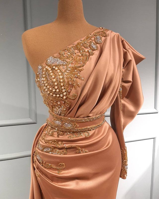 aso ebi arabic sexy luxurious mermaid evening dresses beaded crystals prom dresses satin formal party second reception gowns zj366