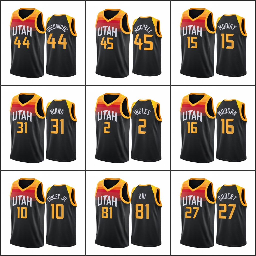 Utah Jazz Men Donovan Mitchell Derrick Favors Rudy Gobert Mike Conley Jr. Bojan Bogdanovic 2020-21 Black City New Jersey
Utah Jazz Men Donovan Mitchell Derrick Favors Rudy Gobert Mike Conley Jr. Bojan Bogdanovic 2020-21 Black City New Jersey