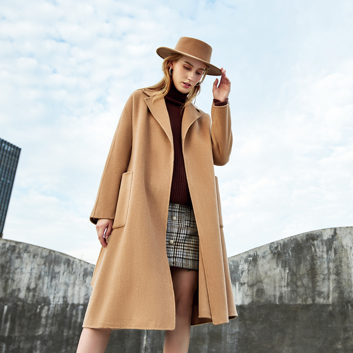 JAZZEVAR Atumn Winter New Fashion Arrival Women High Quality Outerwear For Lady Classic Double sided Hand-sewn Woollen Coat 201216