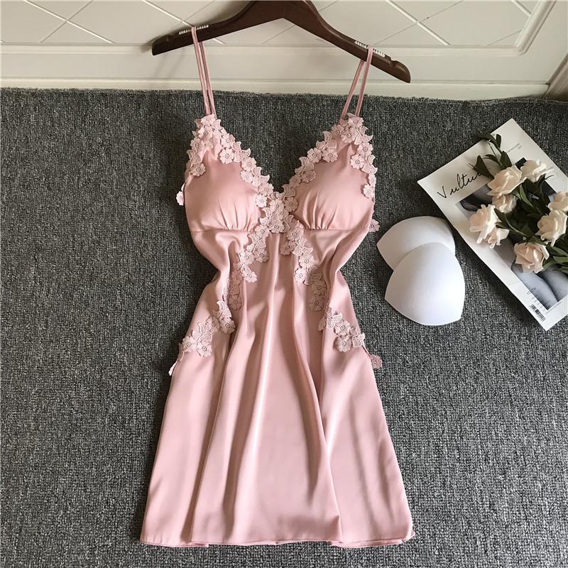 Summer Lace Nightgowns Deep V-neck Lounge Rayon Sleepwear Female Homewear Sexy Ladies Nightwear Women with Chest Pad Nightdress, Yellow
Summer Lace Nightgowns Deep V-neck Lounge Rayon Sleepwear Female Homewear Sexy Ladies Nightwear Women with Chest Pad Nightdress, Yellow