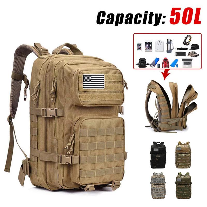 50L Large Capacity Tactical Backpack Oxford Waterproof Hunting Climbing Hiking Bags Molle Camping Trekking Rucksack, Black
50L Large Capacity Tactical Backpack Oxford Waterproof Hunting Climbing Hiking Bags Molle Camping Trekking Rucksack, Black
