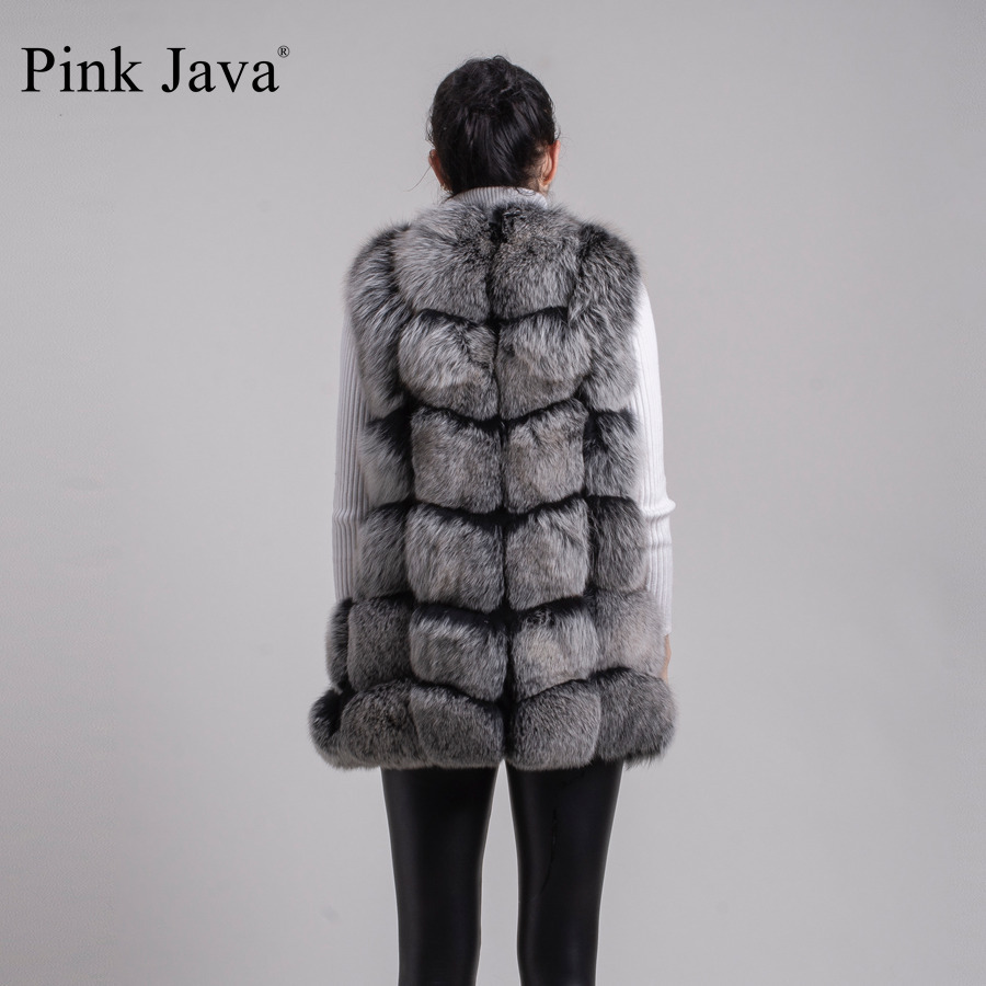 Pink Java 80 women winter coat real fur vest natural fur gilet fashion clothing ganuine coat fur jacket 201016