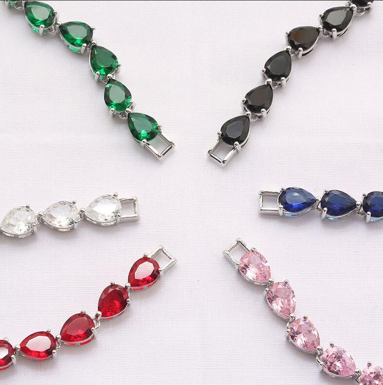 Dia - CZ Bracelet with Gold Water Drop Pear Cut Cubic Zirconia Wedding Bracelet, Rose Classics Jewelry Gift Free shipping