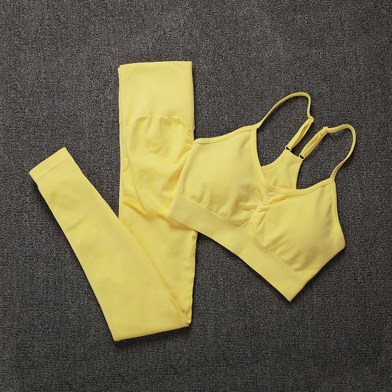 Solid Tracksuit Set Women High Stretchy Seamless Two Piece Sets Women Gym Sports Bra and Leggings outfits for women 201104