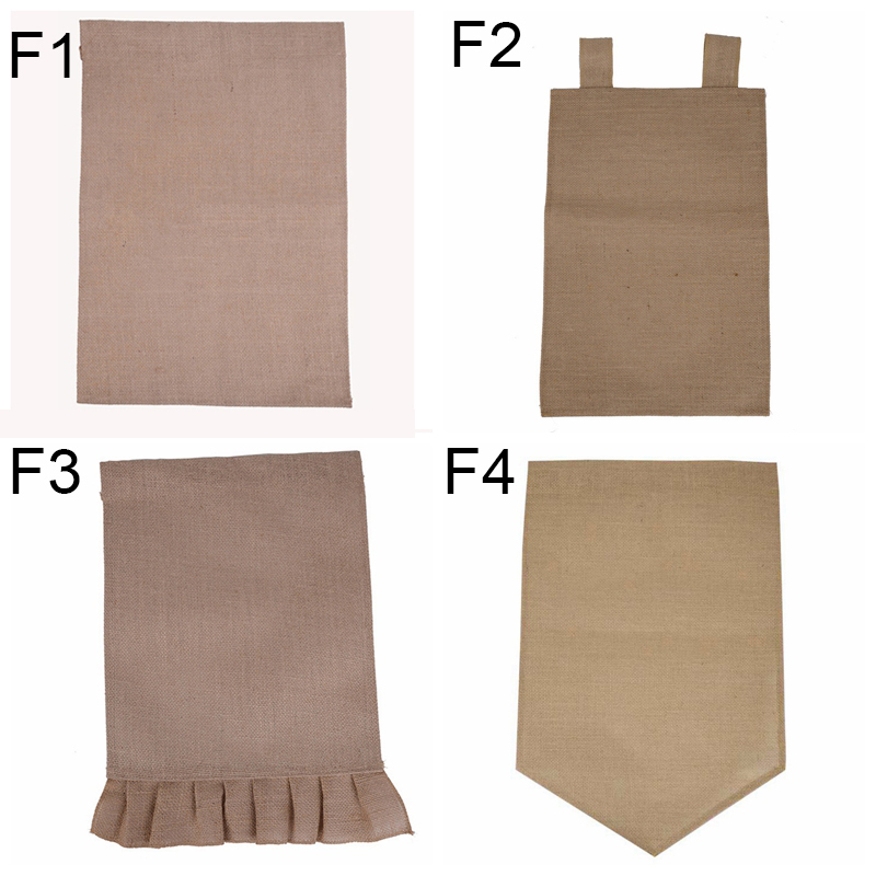 

31*46cm Burlap Garden Banner Jute Ruffles DIY Linen Yard Hanging Flags House Decoration Ads Garden Flag 4 Styles Portable Banner