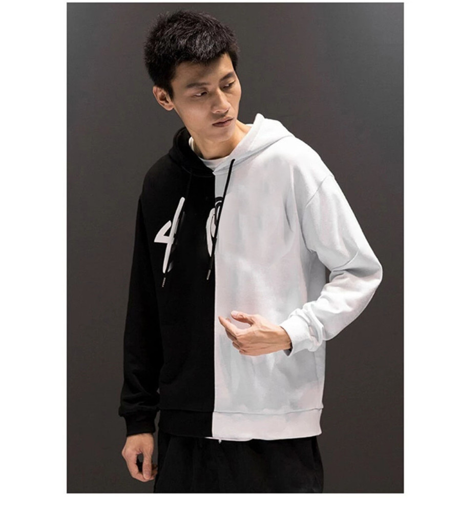 Customized European and American trend stitching floral print hoodie men's sweater, Black
Customized European and American trend stitching floral print hoodie men's sweater, Black