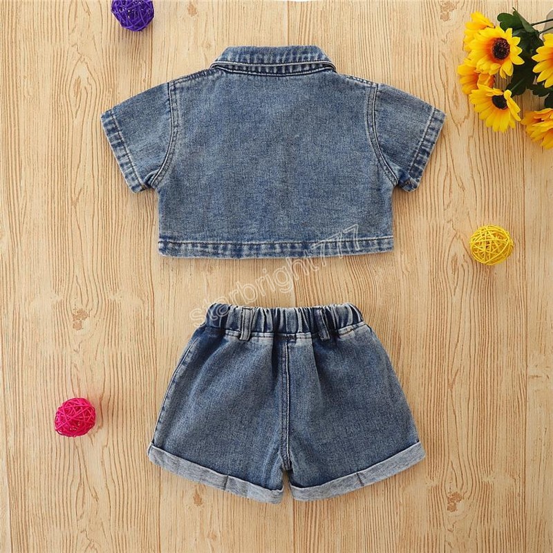 kids Clothing Sets girls Denim outfits children cardigan coat Tops+cowboy shorts 2pcs/set summer fashion Boutique baby clothes