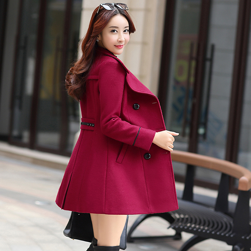 Women Wool Blend Warm Long Coat Plus Size Female Slim Fit Lapel Woolen Overcoat Autumn Winter Cashmere Outerwear 200923wtt