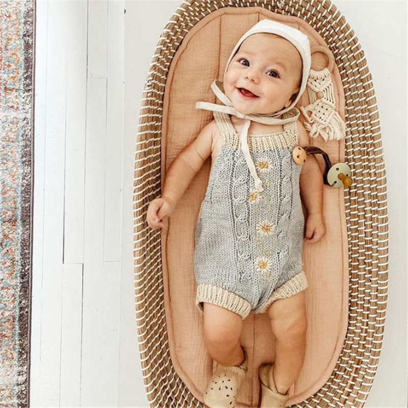 EnkeliBB Beautiful Lovely baby Autumn Winter Kniting Romper Boys and Girls Clothing Rainbow daisy Onesie Wild Wawa 201027