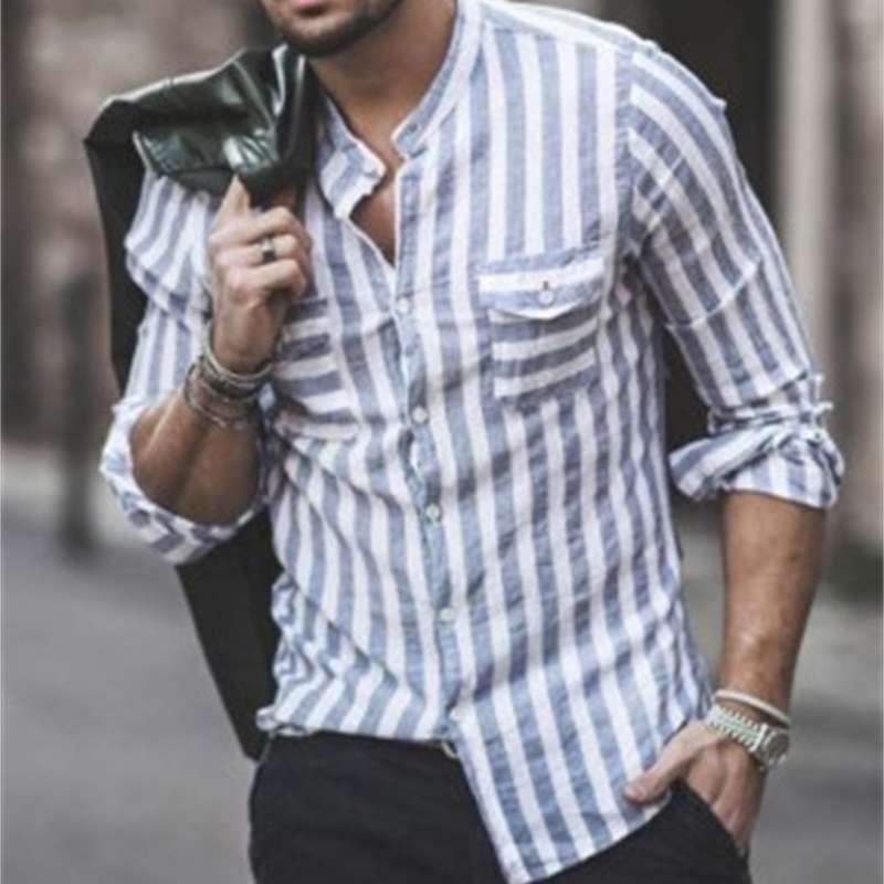 2021 Europe and America Men's Clothing Striped Linen Shirt Flax Pocket Collar Long Sleeve D5o2, Red
2021 Europe and America Men's Clothing Striped Linen Shirt Flax Pocket Collar Long Sleeve D5o2, Red
