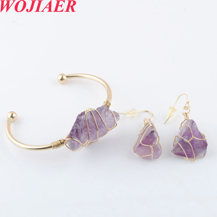 WOJIAER Trendy Gold-color Wire Wrap Jewelry Set Irregular Bangle Bracelets Natural Crystal Stone Hook Dangle Drop Earring DBO940, Mixed colors
WOJIAER Trendy Gold-color Wire Wrap Jewelry Set Irregular Bangle Bracelets Natural Crystal Stone Hook Dangle Drop Earring DBO940, Mixed colors