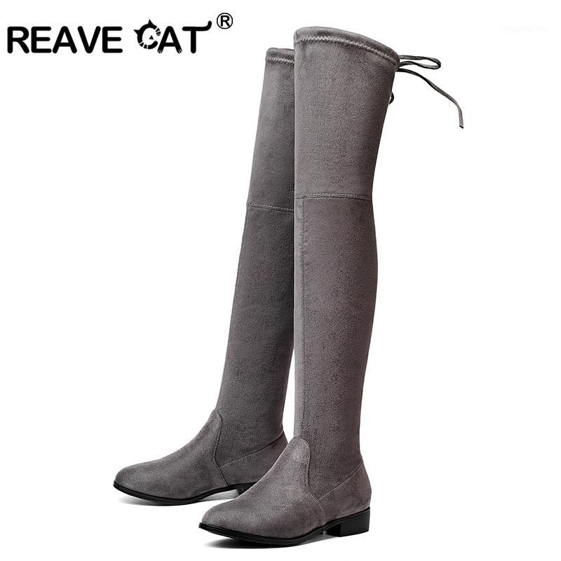 REAVE CAT Spring Autumn shoes Women boots Lace up Flat Long Boots Winter Solid Pointed toe Flock Over The Knee A8751, Black
REAVE CAT Spring Autumn shoes Women boots Lace up Flat Long Boots Winter Solid Pointed toe Flock Over The Knee A8751, Black