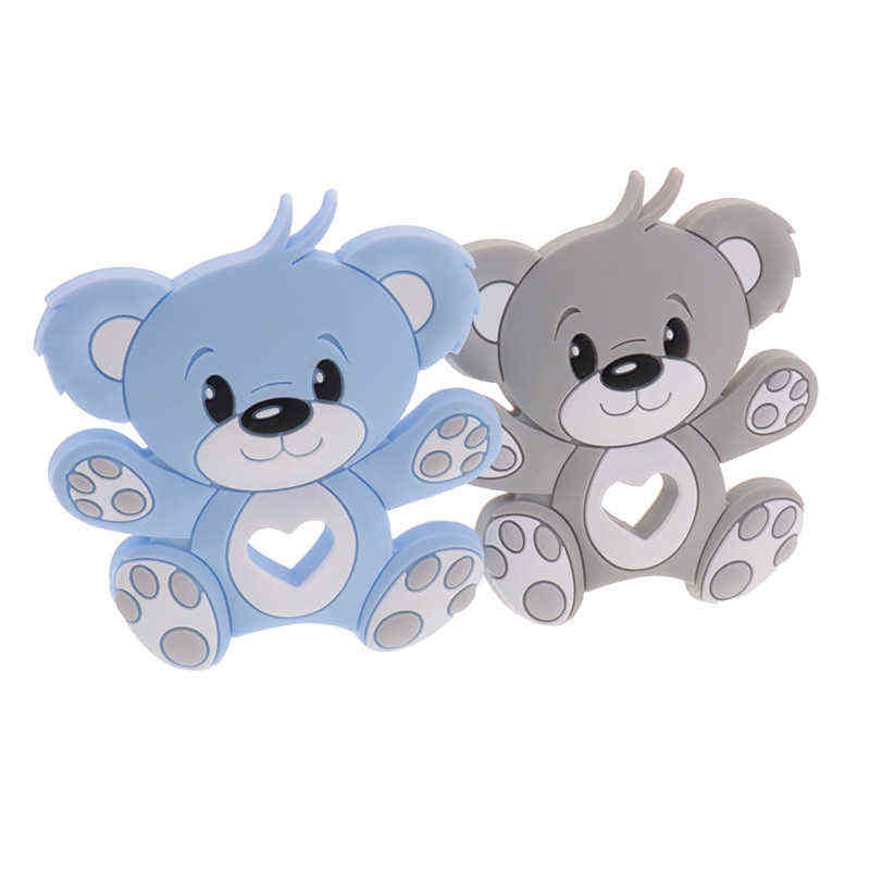 10pc Bear Silicone Baby Teether Food Grade born Teething Necklace Pacifier Chain Accessories Rodent Pendant Toy A Free Gift 220209