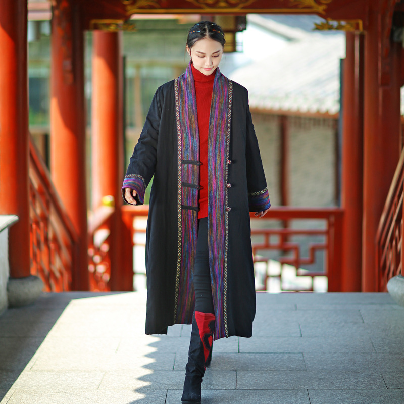 Johnature Winter Parka Women Jacket Coat New Vintage Robe Long Sleeve High Quality Warm Women Clothing Thick Print Coat 201217