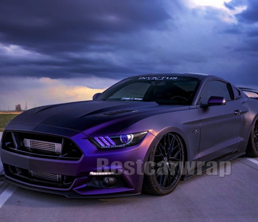 Premium Iridescent Matte black Purple Vinyl Car Wrap Film with air bubble Free For Like 3M quality initial low tack glue 1.52x20m