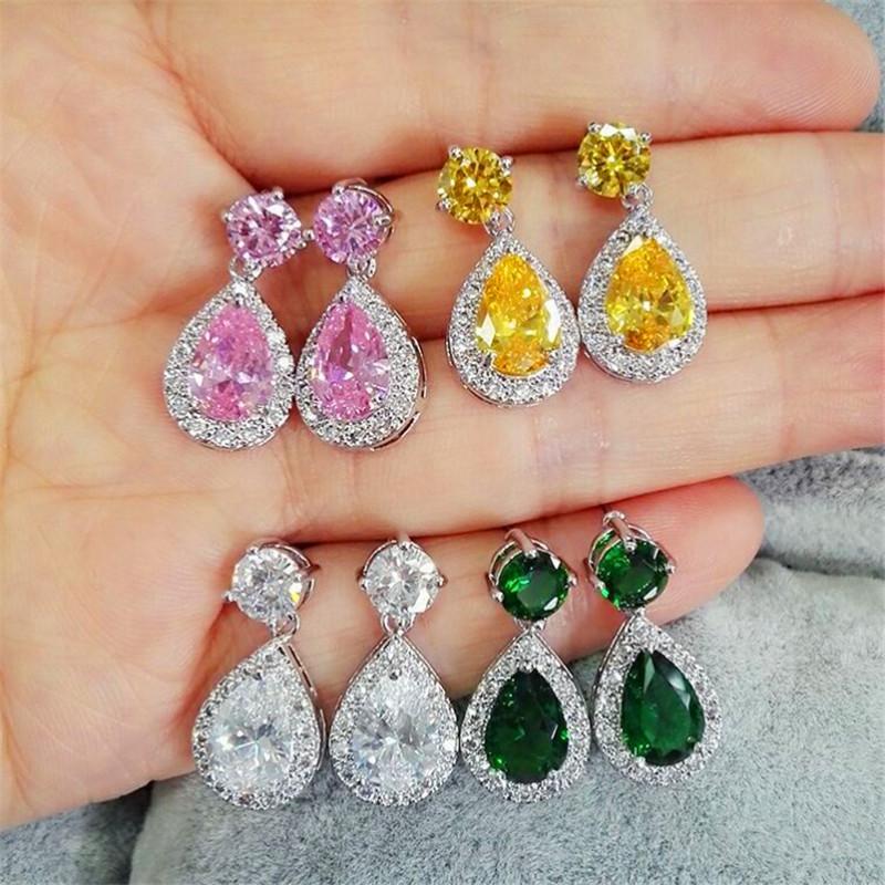 Pear Cut Crystal Drop Earrings For Women 925 Silver Color White Yellow Pink Green Blue Stone Teardrop Earrings Vintage Jewelry
Pear Cut Crystal Drop Earrings For Women 925 Silver Color White Yellow Pink Green Blue Stone Teardrop Earrings Vintage Jewelry