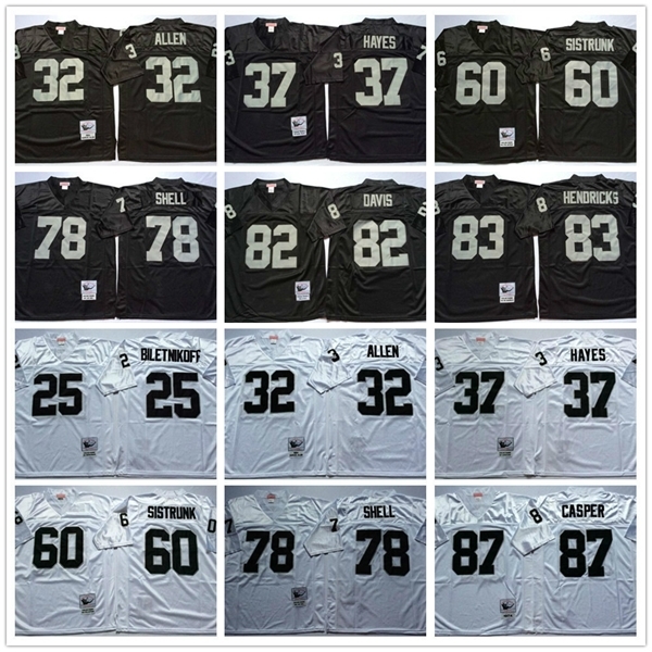 NCAA Vintage Retro #32 Marcus Allen 25 Biletnikoff 37 Lester Hayes 60 Sistrunk 78 Shell 82 Al Davis 83 Hendricks 87 Casper Men Jerseys, As picture
NCAA Vintage Retro #32 Marcus Allen 25 Biletnikoff 37 Lester Hayes 60 Sistrunk 78 Shell 82 Al Davis 83 Hendricks 87 Casper Men Jerseys, As picture