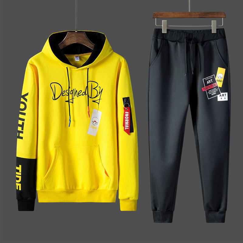 LICITY PIG tracksuit men print hoodie sweatpants teengers sport suits student casual outfit style sweatsuits jogging men set 201130