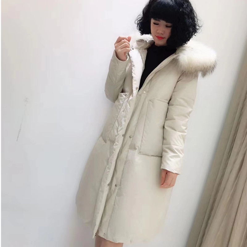 Winter Women Loose Thick Warm Jacket Female Faux Fur Collar Hooded Down Cotton Coat Parkas Outwear 201125