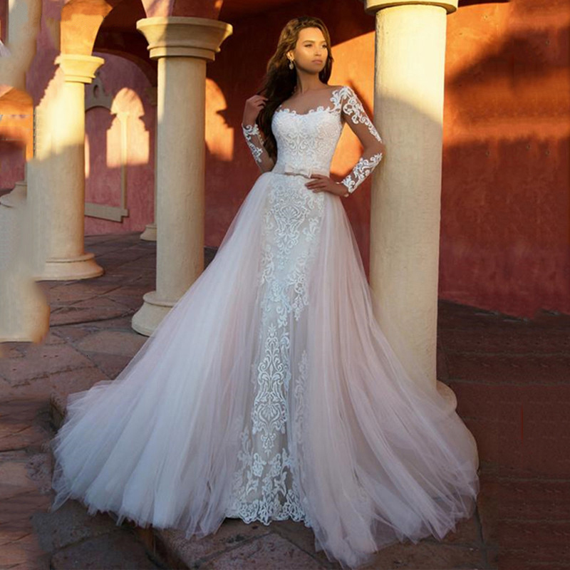 2021 New Elegant Gowns Mermaid Lasso a Detachable Train, with Sleeve Gown, Wedding Dress of the ROKN, Ivory
2021 New Elegant Gowns Mermaid Lasso a Detachable Train, with Sleeve Gown, Wedding Dress of the ROKN, Ivory