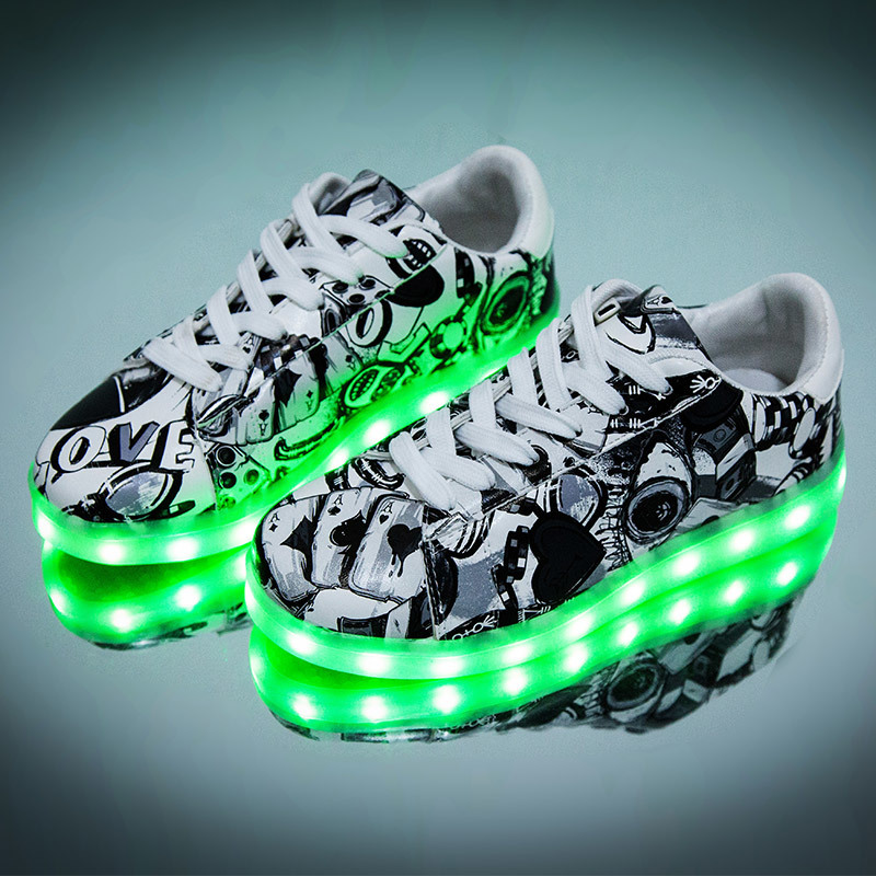 27-44 Led Slippers USB illuminated krasovki luminous glowing kids led shoe children with light Sole girl&boy sneaker 201113