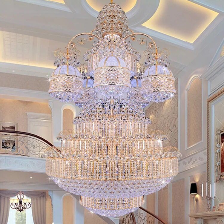 American Big Golden Crystal Chandelier LED Light European Large Luxurious K9 Crystal Chandeliers Lights Fixture Indoor Lighting Dia100cm 120cm