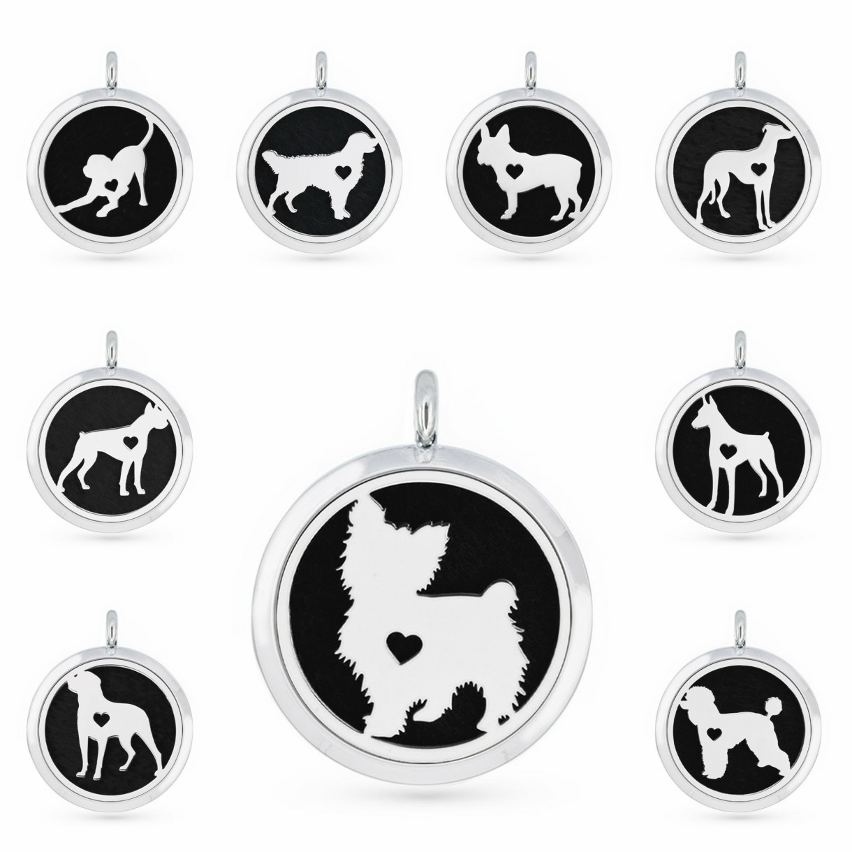 Dogs 30mm Magnet Essential Oil Aromatherapy Perfume Necklace Pendant Diffuser Locket Pendant Fit For Necklace Women Jewelry With 5pcs Pads, Silver
Dogs 30mm Magnet Essential Oil Aromatherapy Perfume Necklace Pendant Diffuser Locket Pendant Fit For Necklace Women Jewelry With 5pcs Pads, Silver