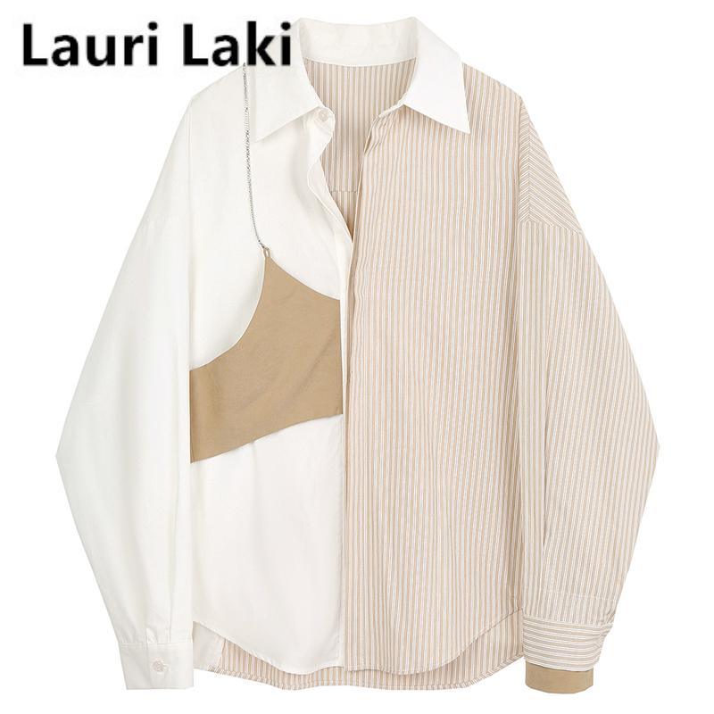 Lauri Laki Vintage Patchwork Stripe Blouse Women Plus Size Elegant Long Sleeve Shirts Femme Plus Size Autumn Women Tops 2020, Khaki
Lauri Laki Vintage Patchwork Stripe Blouse Women Plus Size Elegant Long Sleeve Shirts Femme Plus Size Autumn Women Tops 2020, Khaki