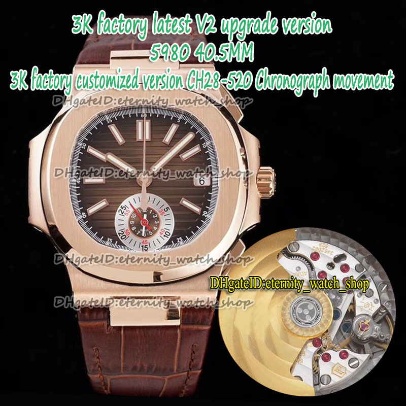 eternity 3KF V2 Upgrade version CH28-520C Chronograph Automatic Brown Dial Rose Gold Case 5980 Mens Watch Leather Strap Sport Watches TpP001, Box 
eternity 3KF V2 Upgrade version CH28-520C Chronograph Automatic Brown Dial Rose Gold Case 5980 Mens Watch Leather Strap Sport Watches TpP001, Box