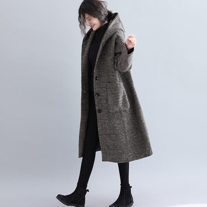 2021 Vintage Autumn Winter Plaid Woolen Coats New Large Size Loose Hooded Long Coat Women Jackets Female Outerwear RH898, Photo color
2021 Vintage Autumn Winter Plaid Woolen Coats New Large Size Loose Hooded Long Coat Women Jackets Female Outerwear RH898, Photo color