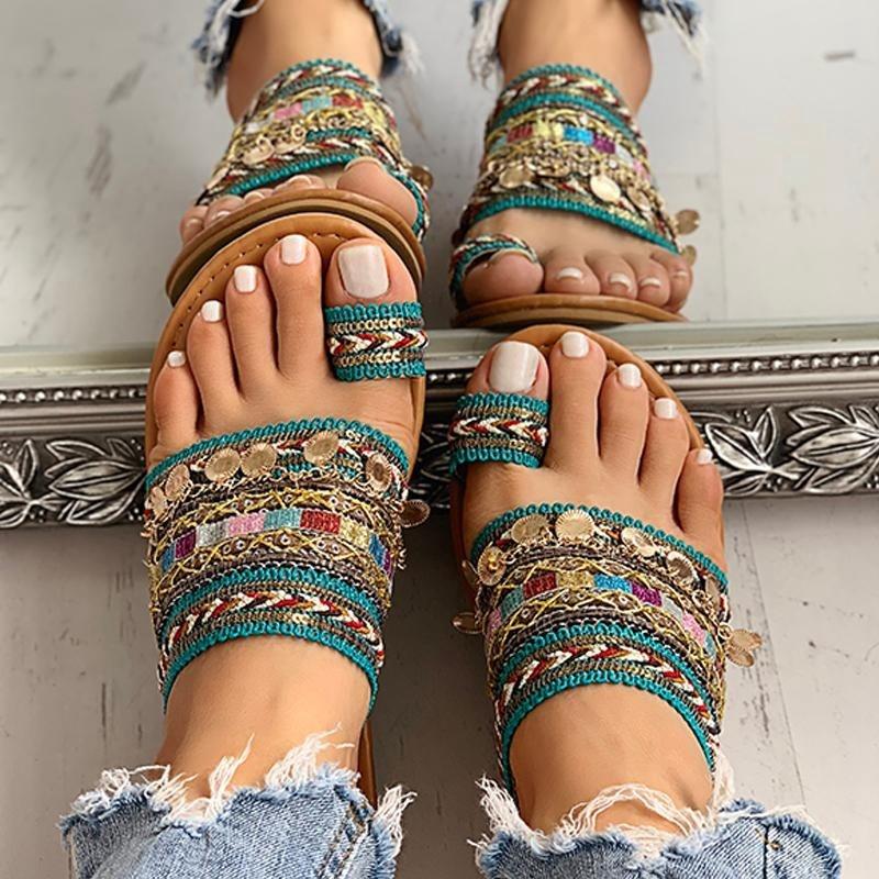 Comfort Meets Style: Ladies' Greek Inspired Boho Flat Slippers for Everyday Wear