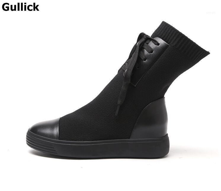 Gullick Winter Elastic Knitted Short Boots Lace up height Increasing Heel Platform wool Ankle Boots for Women casual shoes1, As picture
Gullick Winter Elastic Knitted Short Boots Lace up height Increasing Heel Platform wool Ankle Boots for Women casual shoes1, As picture