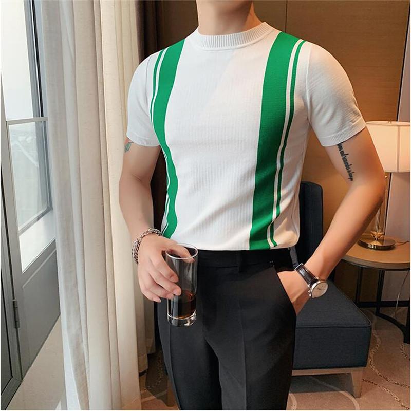 Men's T-Shirts Summer Striped Knitted T-shirt Dress Men O-neck Ice Silk Short Sleeve Slim Fit Tops High Quality Streetwear Tshirt, White;black
Men's T-Shirts Summer Striped Knitted T-shirt Dress Men O-neck Ice Silk Short Sleeve Slim Fit Tops High Quality Streetwear Tshirt, White;black