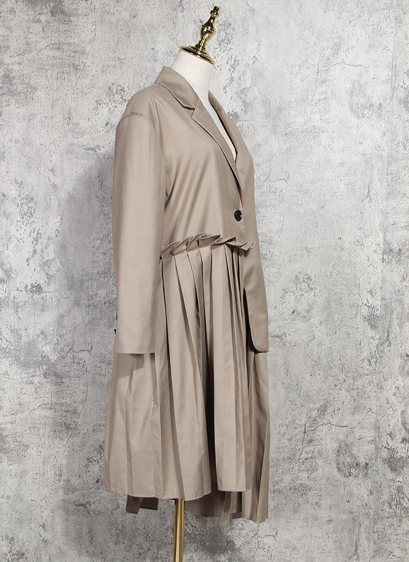 Z-ZOUX Women Trench Coat Single Button Long Sleeve Long Women Windbreaker Irregular Pleated Women Khaki Top Autumn Winter New 201211
