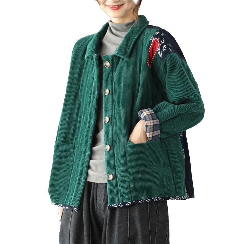 Women Cotton Padded Jacket Outwear for Autumn Winter Corduroy Thick Retro Vintage Turndown Collar Patchwork A11280848, Green
Women Cotton Padded Jacket Outwear for Autumn Winter Corduroy Thick Retro Vintage Turndown Collar Patchwork A11280848, Green