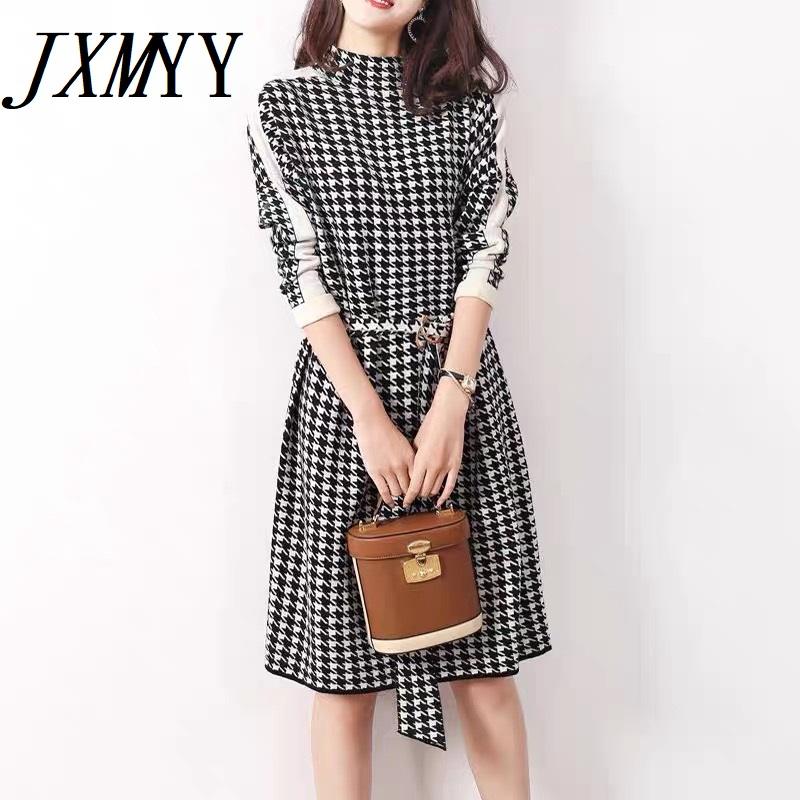 Casual Dresses JXMYY Ladies Temperament Houndstooth Wool Knit Dress Female Autumn And Winter Half High Neck Lace A-Line Mid-Length Skirt, Black
Casual Dresses JXMYY Ladies Temperament Houndstooth Wool Knit Dress Female Autumn And Winter Half High Neck Lace A-Line Mid-Length Skirt, Black
