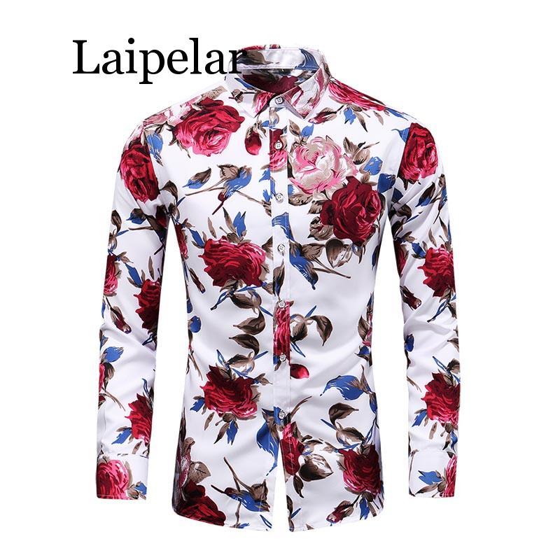 Laipelar 2020 New Autumn New Long Sleeve Flowers Shirts Plus Size 5XL 6XL 7XL Button Down Social Hawaiian Floral Shirt, White blue 
Laipelar 2020 New Autumn New Long Sleeve Flowers Shirts Plus Size 5XL 6XL 7XL Button Down Social Hawaiian Floral Shirt, White blue