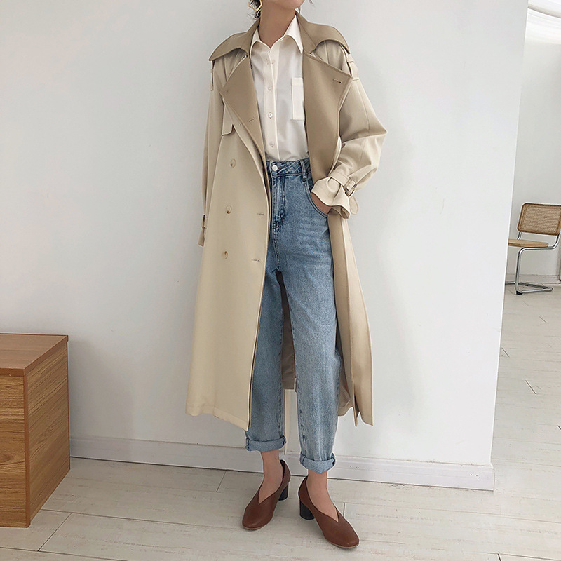 [DEAT] New Autumn Fashion Long Length Double Lapel Collar Sashe Women's Trench Coat High End England Style Clothes MX119 201102