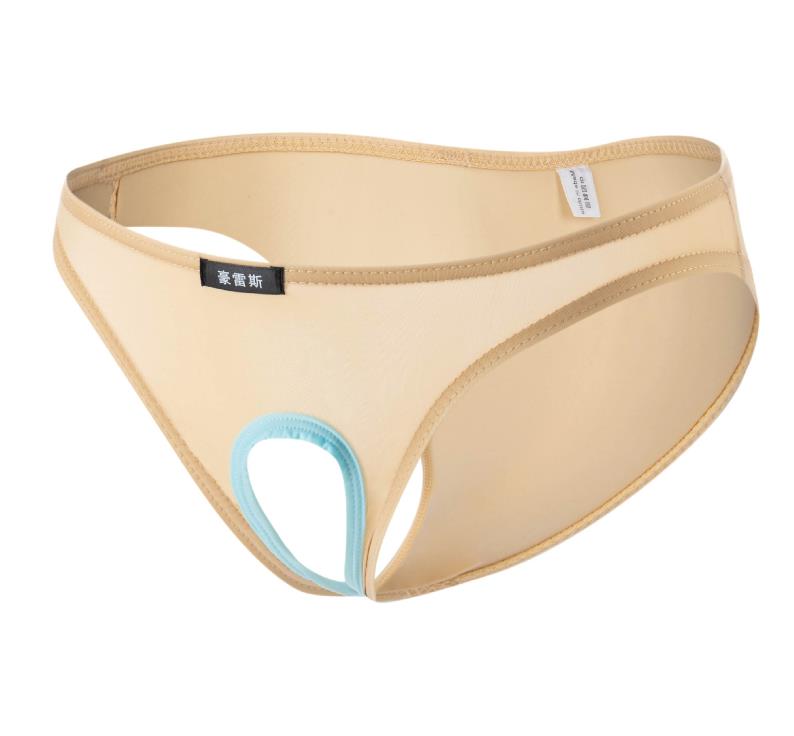 Women Knickers Sissy Men Bikini Brief Open Crotch Pants Ice Silk Underwear Sexy Unisex Thong Panties lingerie