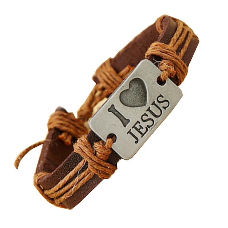 Vintage Genuine Leather Bracelets Charms Bangles" I Love Jesus "Rope Wristband For Women Men Jewelry Christian Gift FS006
Vintage Genuine Leather Bracelets Charms Bangles" I Love Jesus "Rope Wristband For Women Men Jewelry Christian Gift FS006