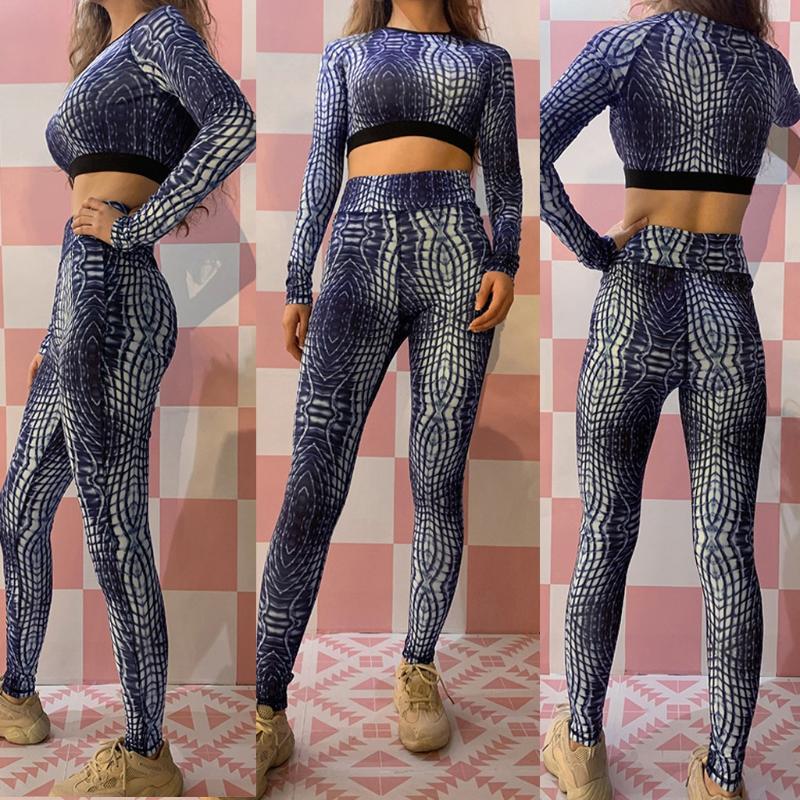 New Pattern Print Sportswear Two Piece Set Women Crop Top and Leggings Matching Set Ladies Workout Fitness Outfits Fitness, Blue
New Pattern Print Sportswear Two Piece Set Women Crop Top and Leggings Matching Set Ladies Workout Fitness Outfits Fitness, Blue