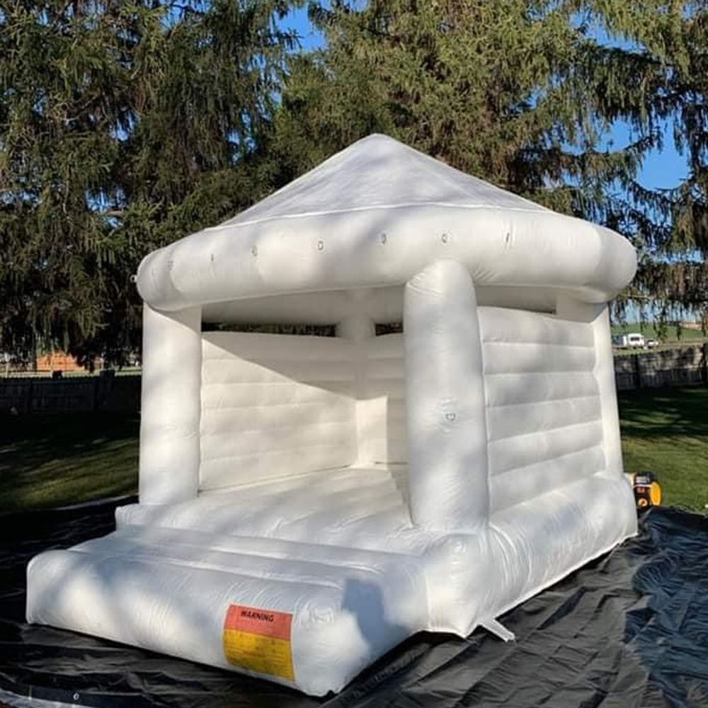 White Bounce House Wedding Bouncy Castle Inflatable Bouncer With Round Roof Event Party Tent Air Combo For Kids Adults Rental