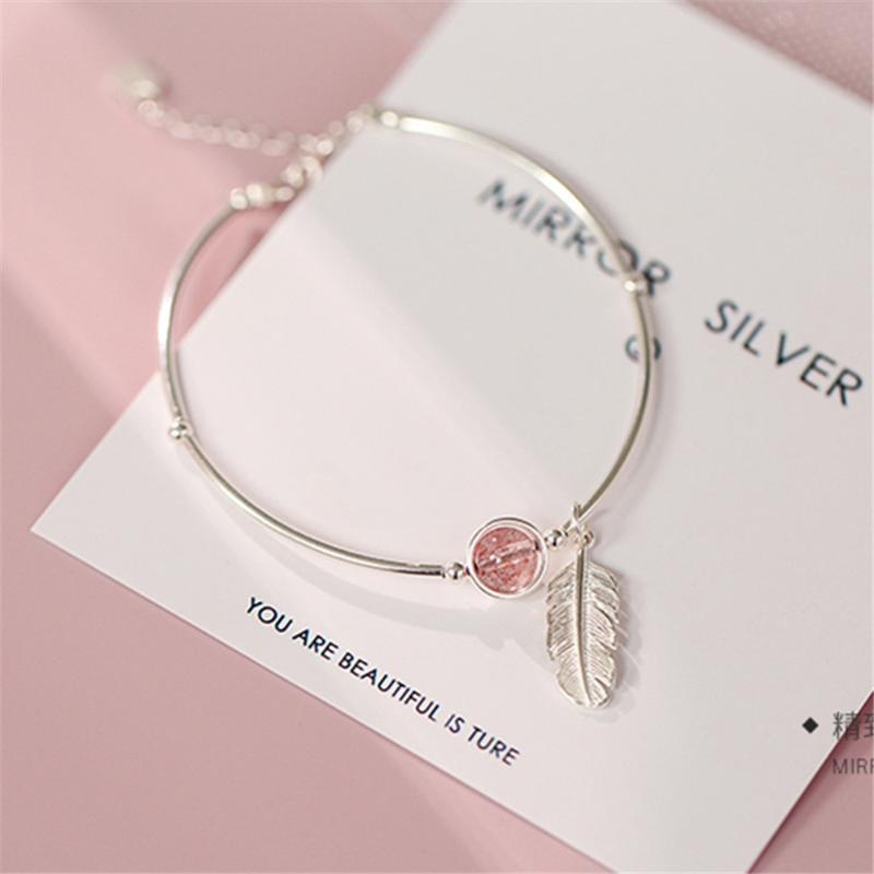 Silver Color Leaf Pendant Pink Crystal Bracelet For Women Adjustable Peach Blossom Strawberry Round Charm Bracelets Jewelry A849
Silver Color Leaf Pendant Pink Crystal Bracelet For Women Adjustable Peach Blossom Strawberry Round Charm Bracelets Jewelry A849